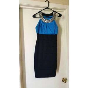 B Darlin Black/Blue Cocktail Dress